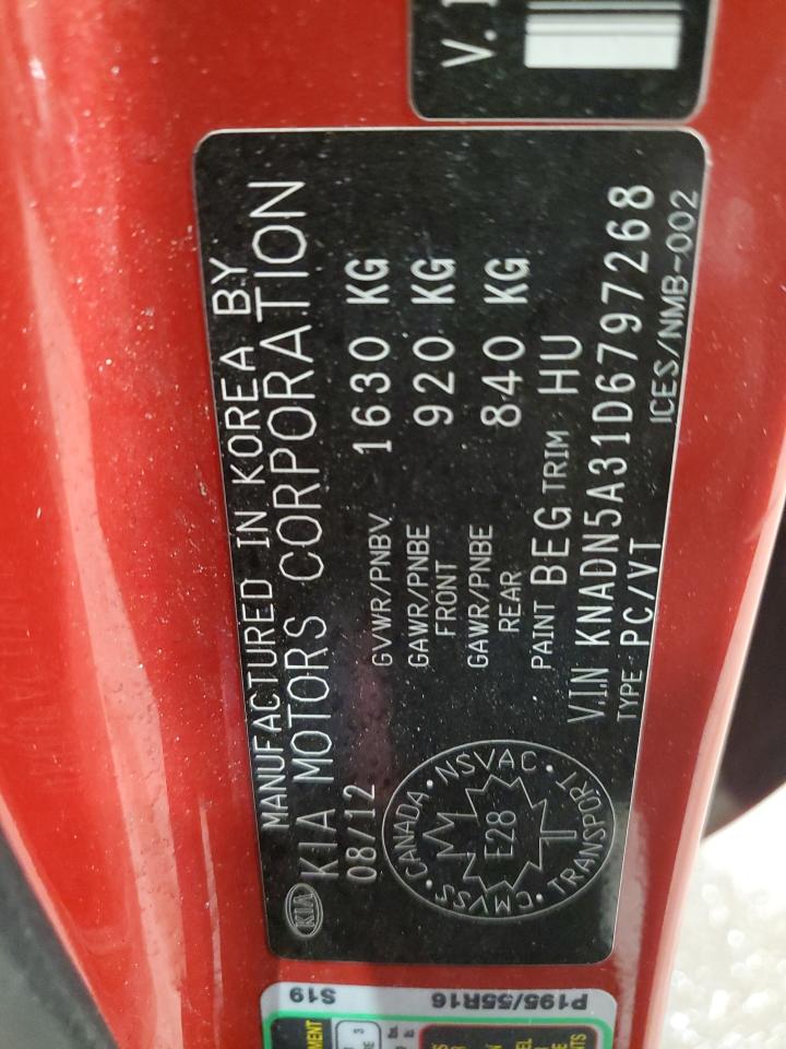 2013 Kia Rio Ex VIN: KNADN5A31D6797268 Lot: 91037365