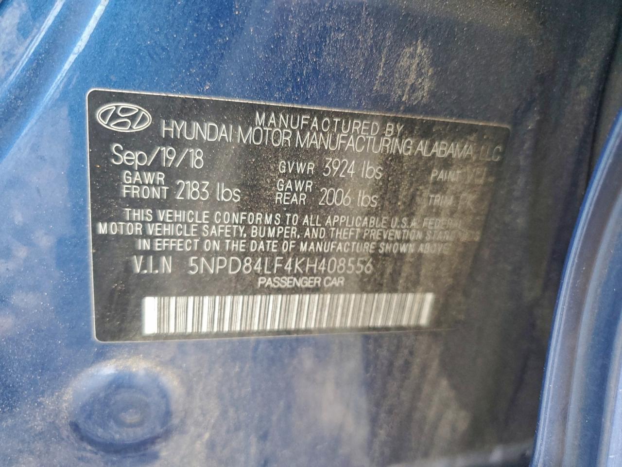 2019 Hyundai Elantra Sel VIN: 5NPD84LF4KH408556 Lot: 94146125