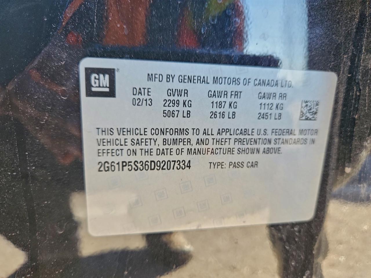 2013 Cadillac Xts Luxury Collection VIN: 2G61P5S36D9207334 Lot: 94464035