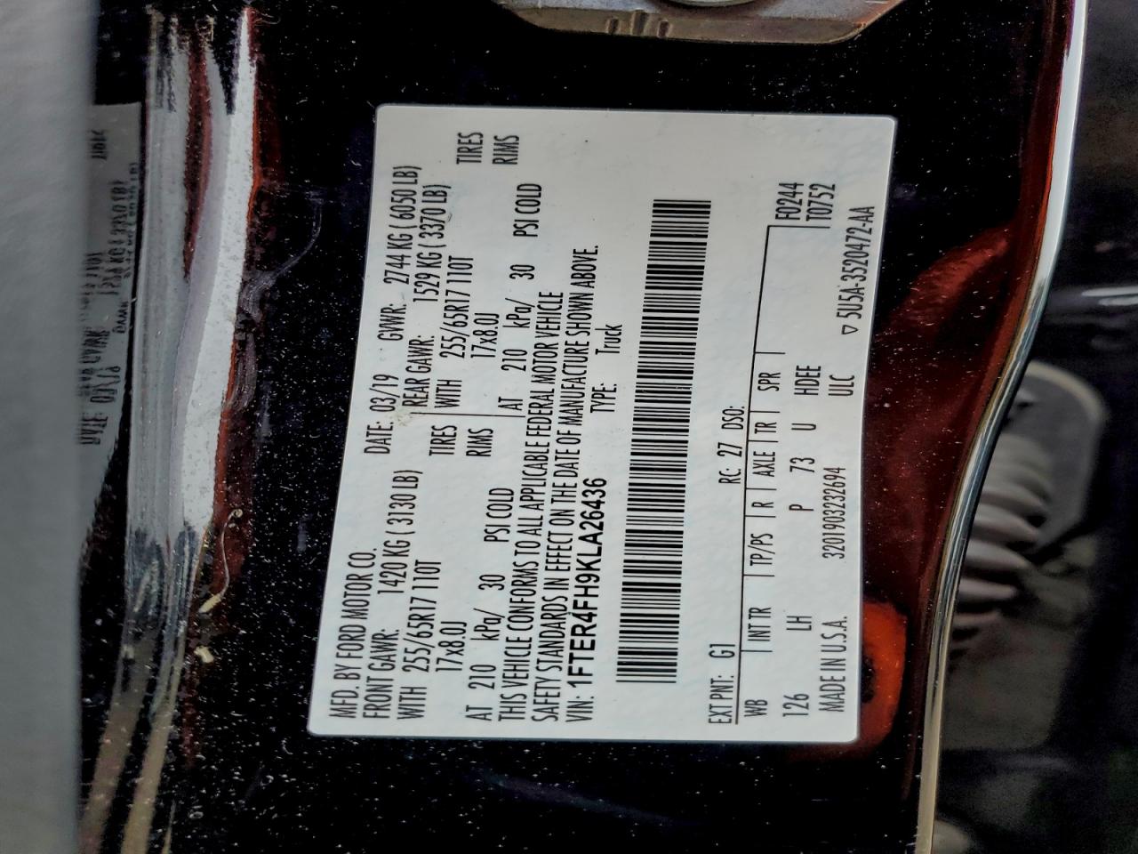 2019 Ford Ranger Xl VIN: 1FTER4FH9KLA26436 Lot: 93734655