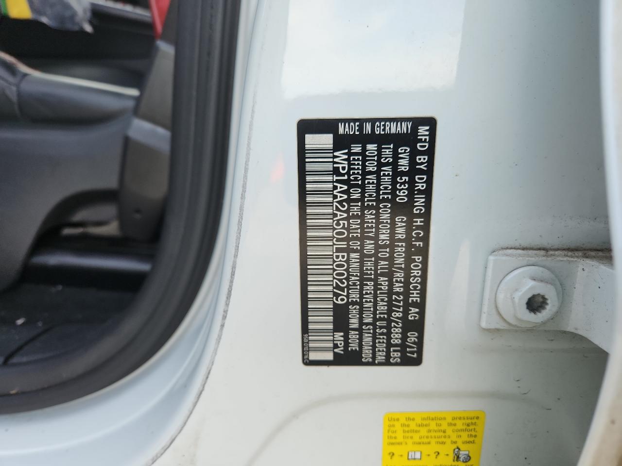 2018 Porsche Macan VIN: WP1AA2A50JLB00279 Lot: 91674525