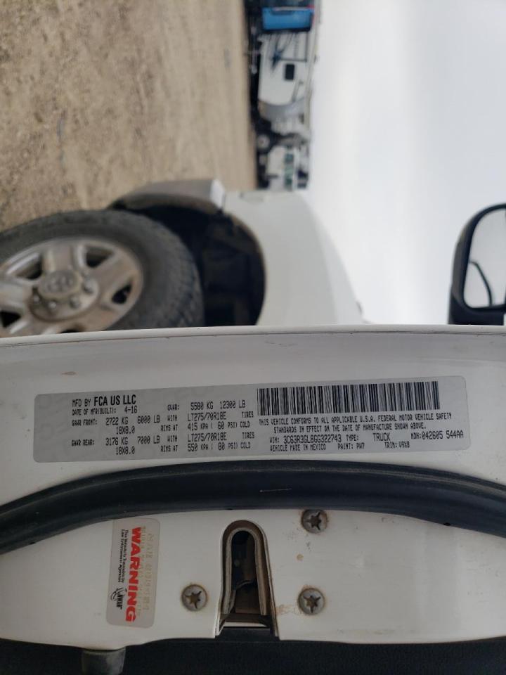 2016 Ram 3500 Flatbed Truck VIN: 3C63R3GL8GG322743 Lot: 91451155