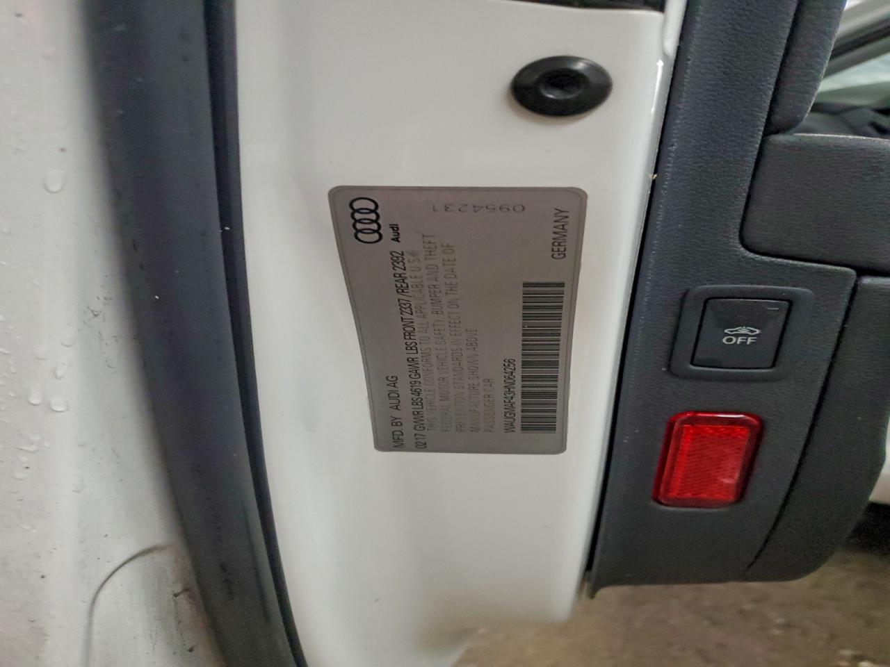 2017 Audi A4 Ultra Premium VIN: WAUGMAF43HN064256 Lot: 94247355