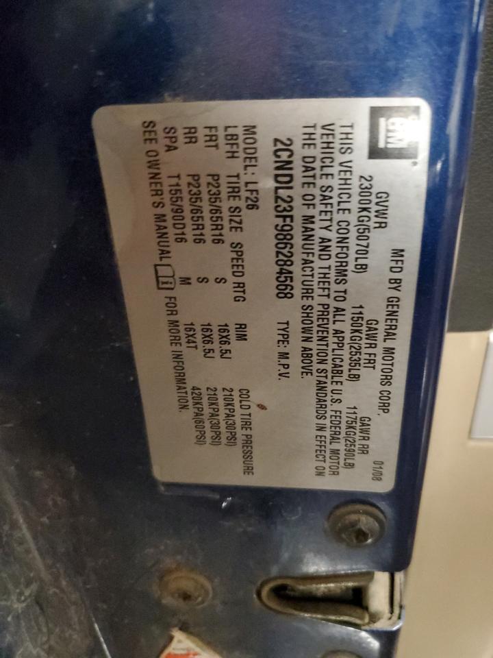 2008 Chevrolet Equinox Ls VIN: 2CNDL23F986284568 Lot: 93421025