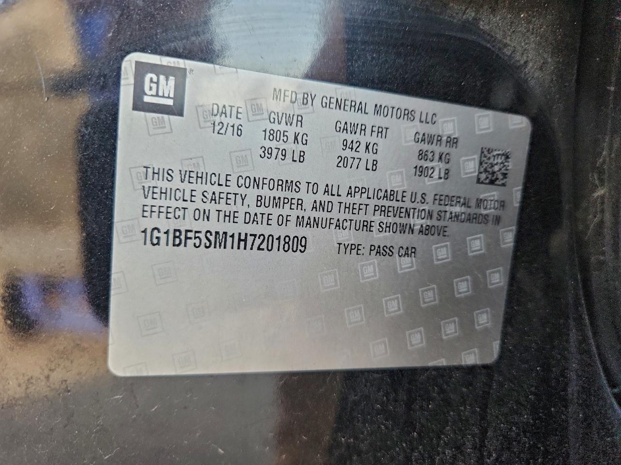 2017 Chevrolet Cruze Premier VIN: 1G1BF5SM1H7201809 Lot: 94647995