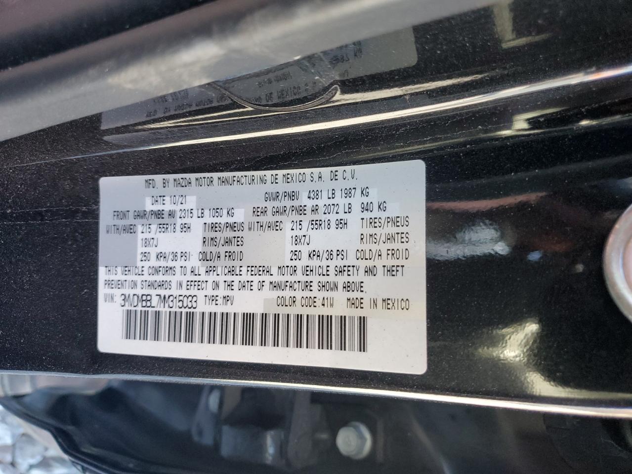 2021 Mazda Cx-30 Select VIN: 3MVDMBBL7MM315033 Lot: 93506475