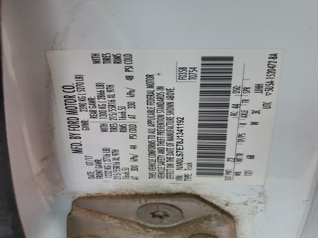 2018 Ford Transit Connect Xl VIN: NM0LS7E78J1341192 Lot: 94171605