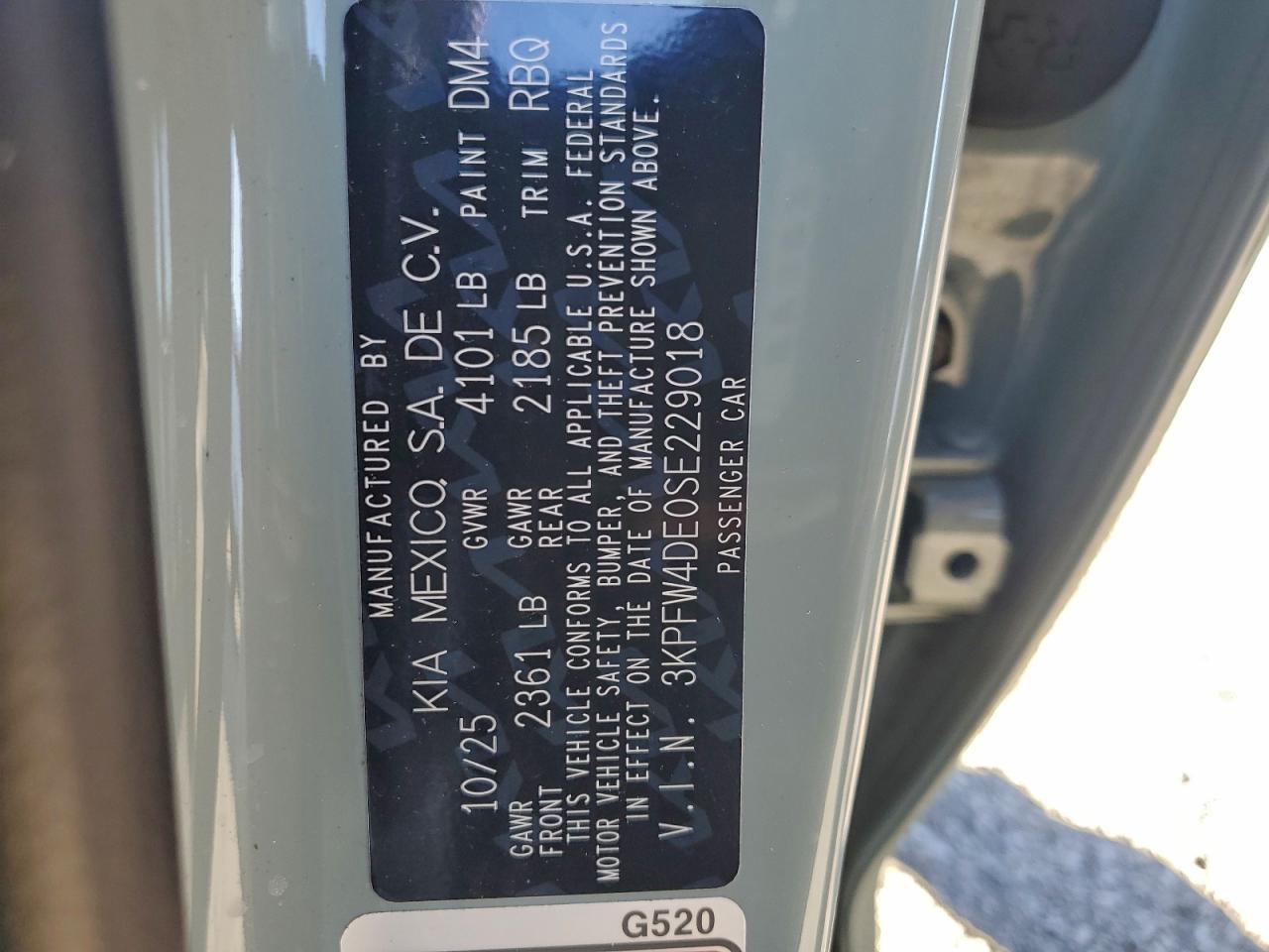 2025 Kia K4 Gt Line VIN: 3KPFW4DE0SE229018 Lot: 94159565