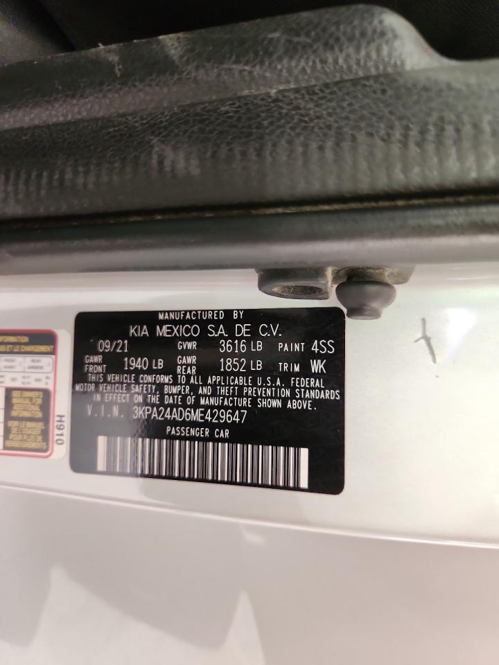 2021 Kia Rio Lx VIN: 3KPA24AD6ME429647 Lot: 92417495
