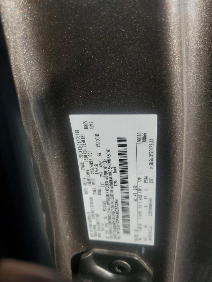 2019 Ford F150 Super Cab VIN: 1FTEX1CP9KKE83284 Lot: 92868295