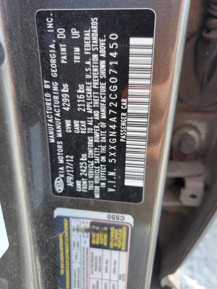 2012 Kia Optima Ex VIN: 5XXGN4A72CG071450 Lot: 93637205