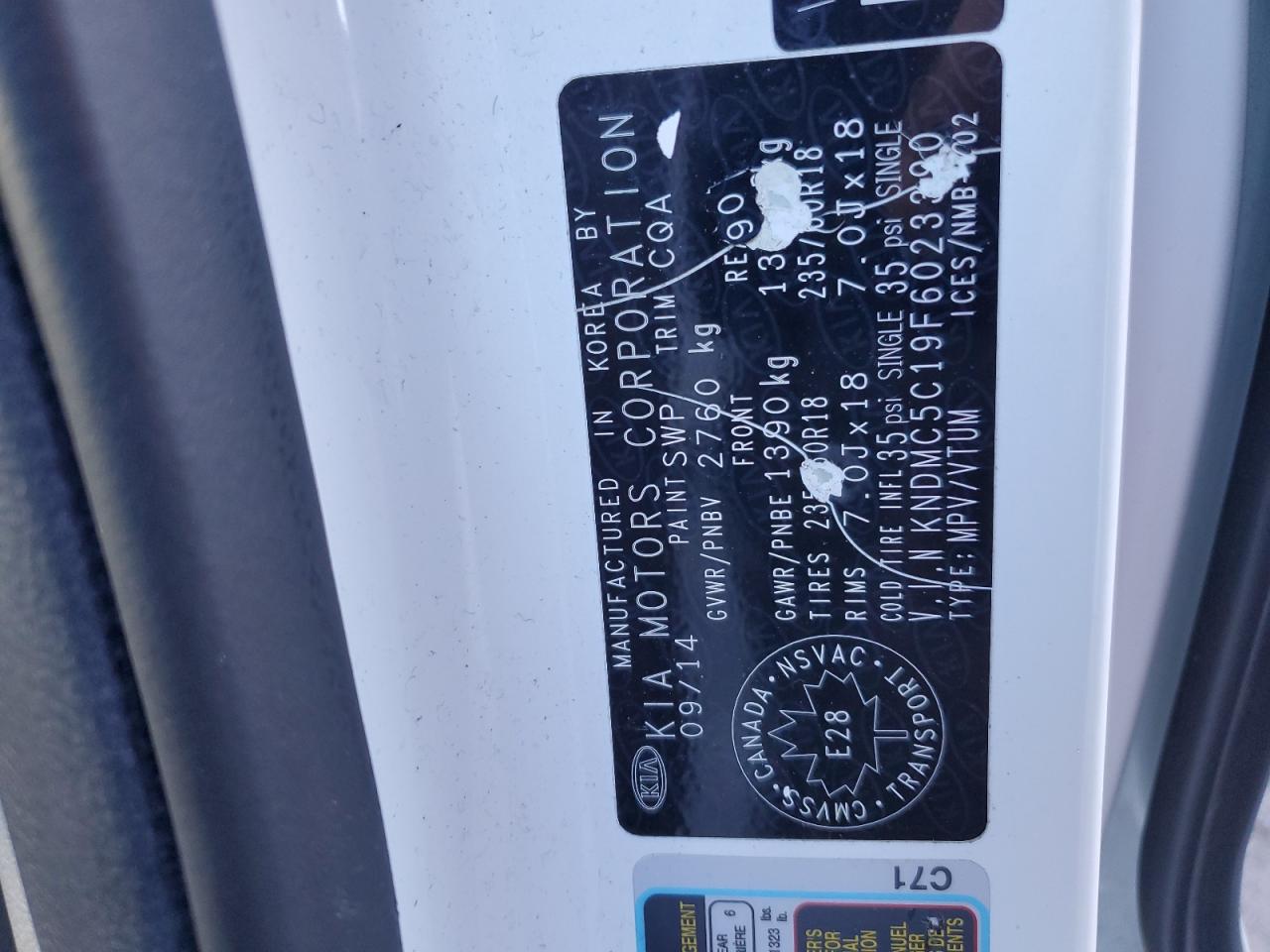 2015 Kia Sedona Ex VIN: KNDMC5C19F6023390 Lot: 91104345