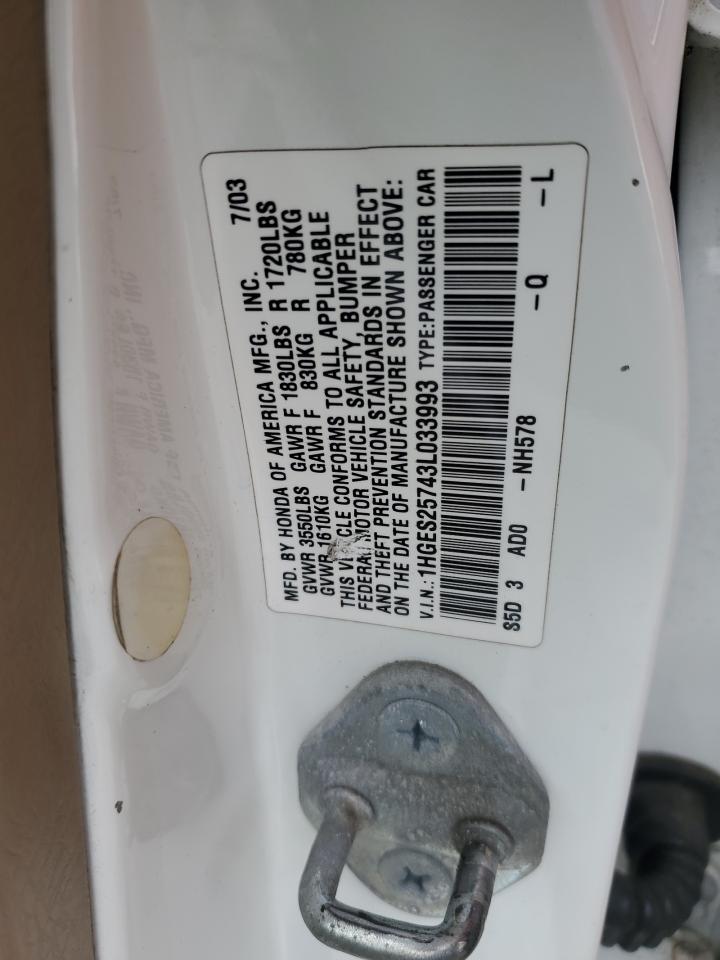 2003 Honda Civic Ex VIN: 1HGES25743L033993 Lot: 92233835