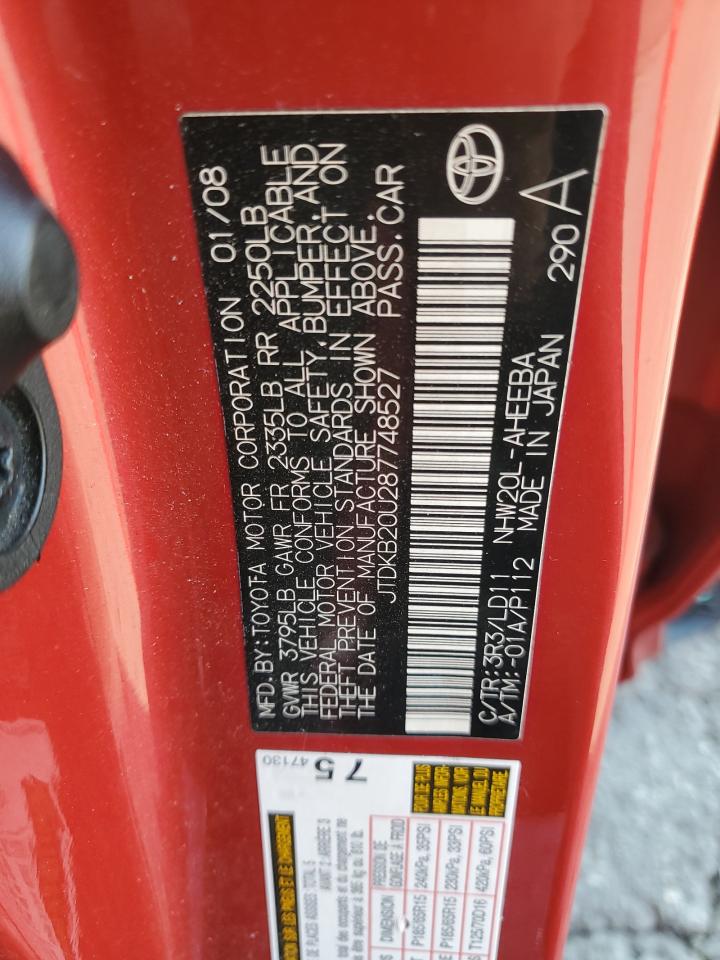 2008 Toyota Prius VIN: JTDKB20U287748527 Lot: 91561535