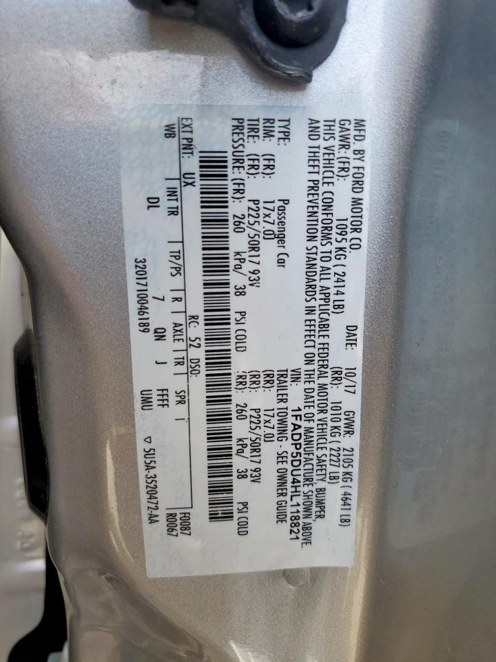 2017 Ford C-Max Titanium VIN: 1FADP5DU4HL118821 Lot: 91914565