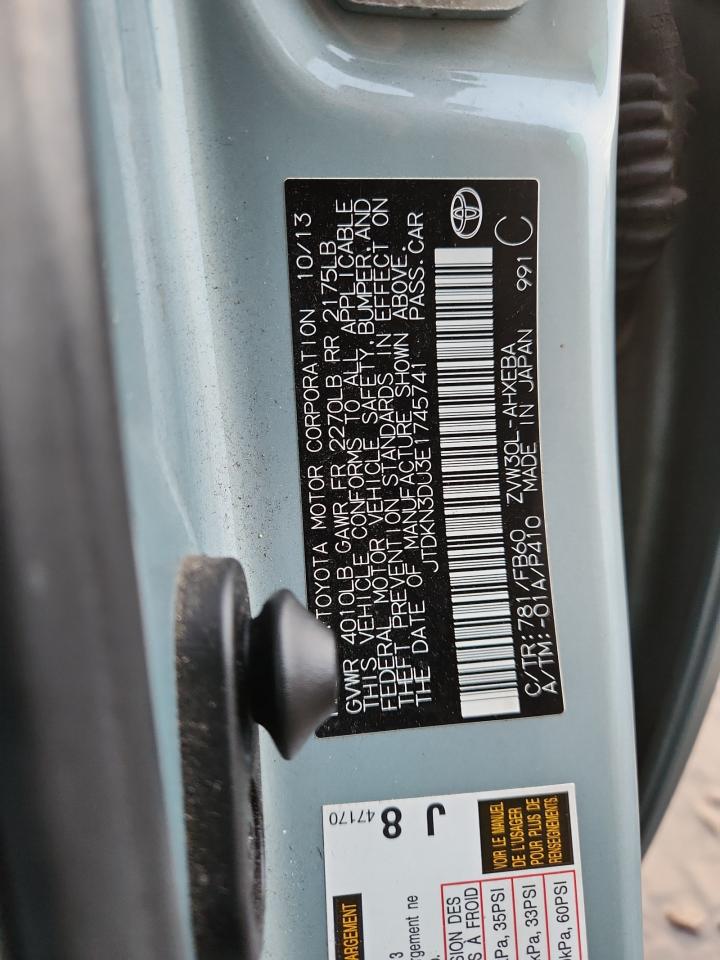 2014 Toyota Prius VIN: JTDKN3DU3E1745741 Lot: 92921365