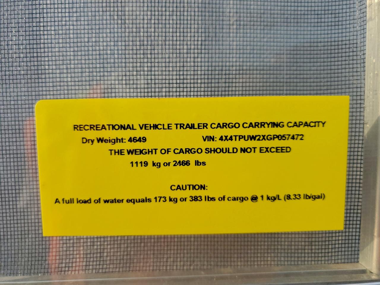 2016 Puma Forrest Ri VIN: 4X4TPUW2XGP057472 Lot: 92366135