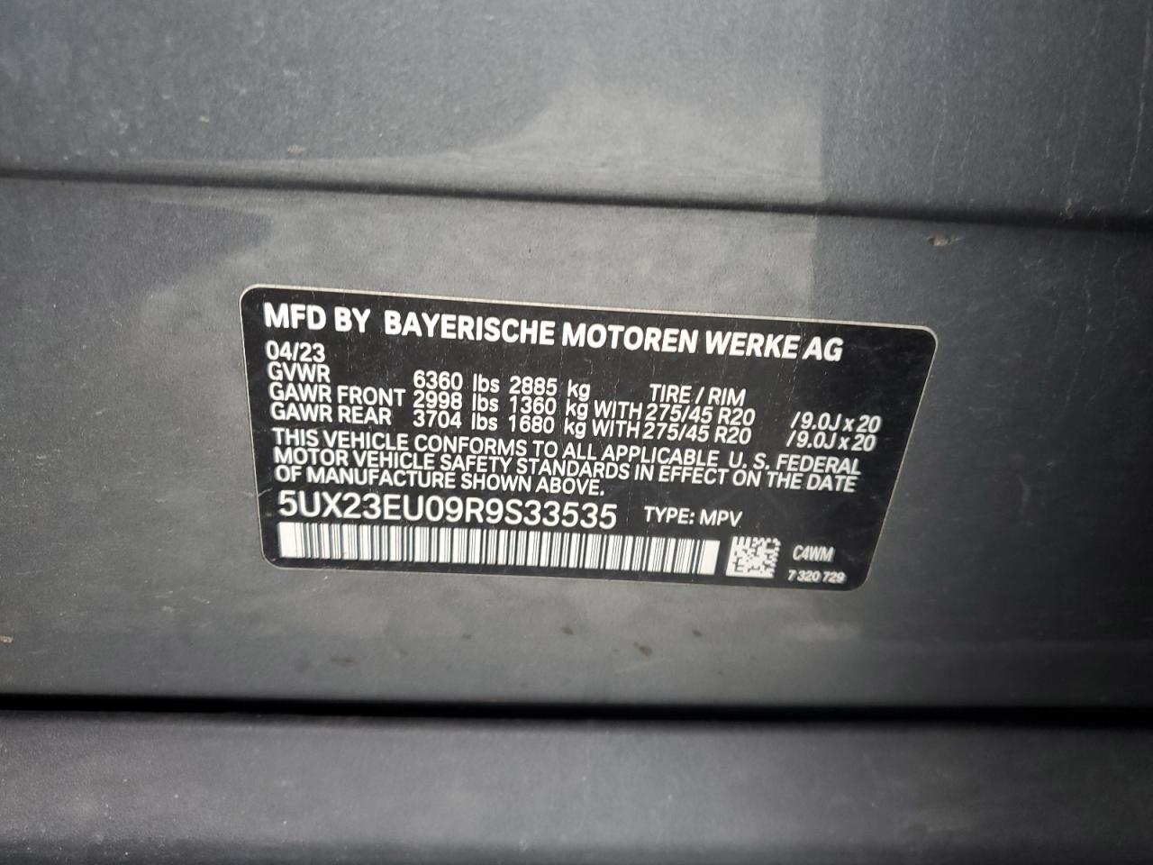 2024 BMW X5 xDrive40I VIN: 5UX23EU09R9S33535 Lot: 92557825