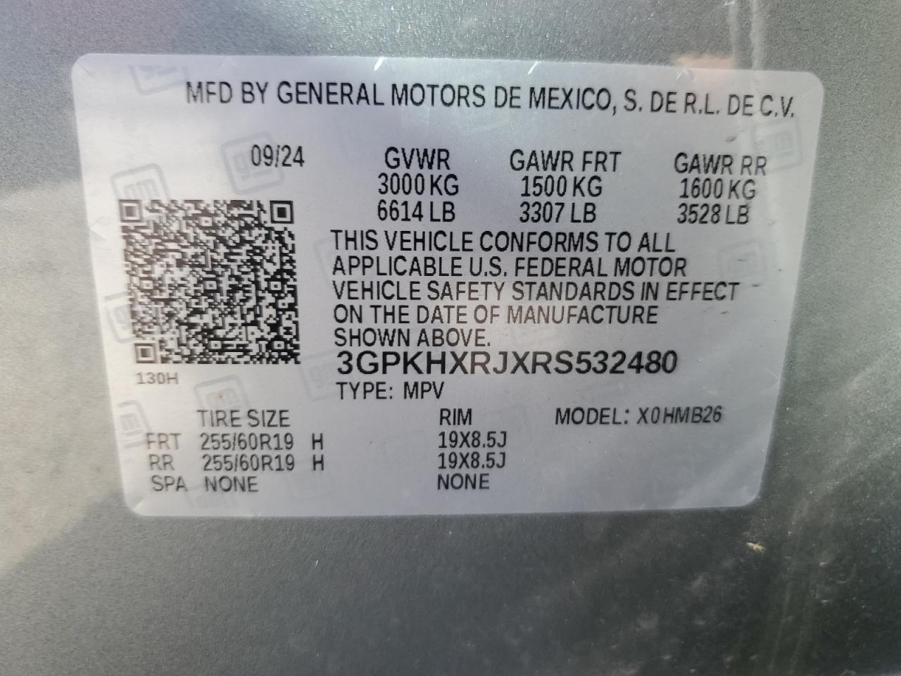 2024 Honda Prologue Tour VIN: 3GPKHXRJXRS532480 Lot: 91725115