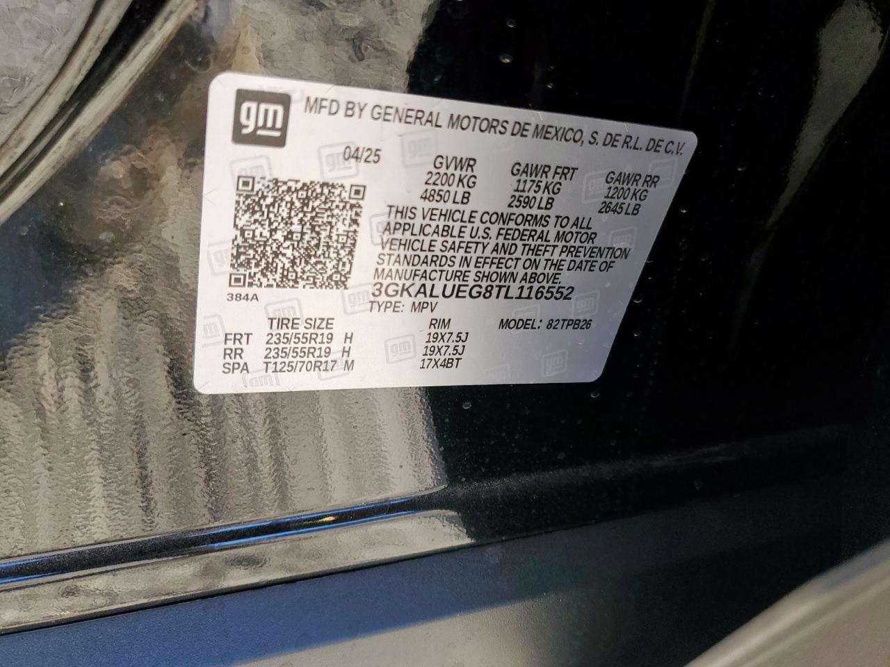 2026 GMC Terrain Elevation VIN: 3GKALUEG8TL116552 Lot: 93082185