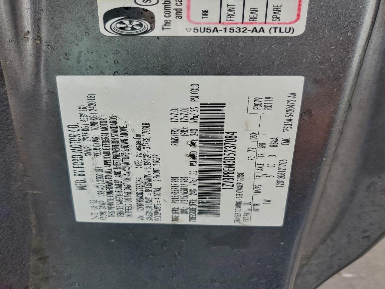 2013 Ford Mustang VIN: 1ZVBP8EM3D5237084 Lot: 93699855