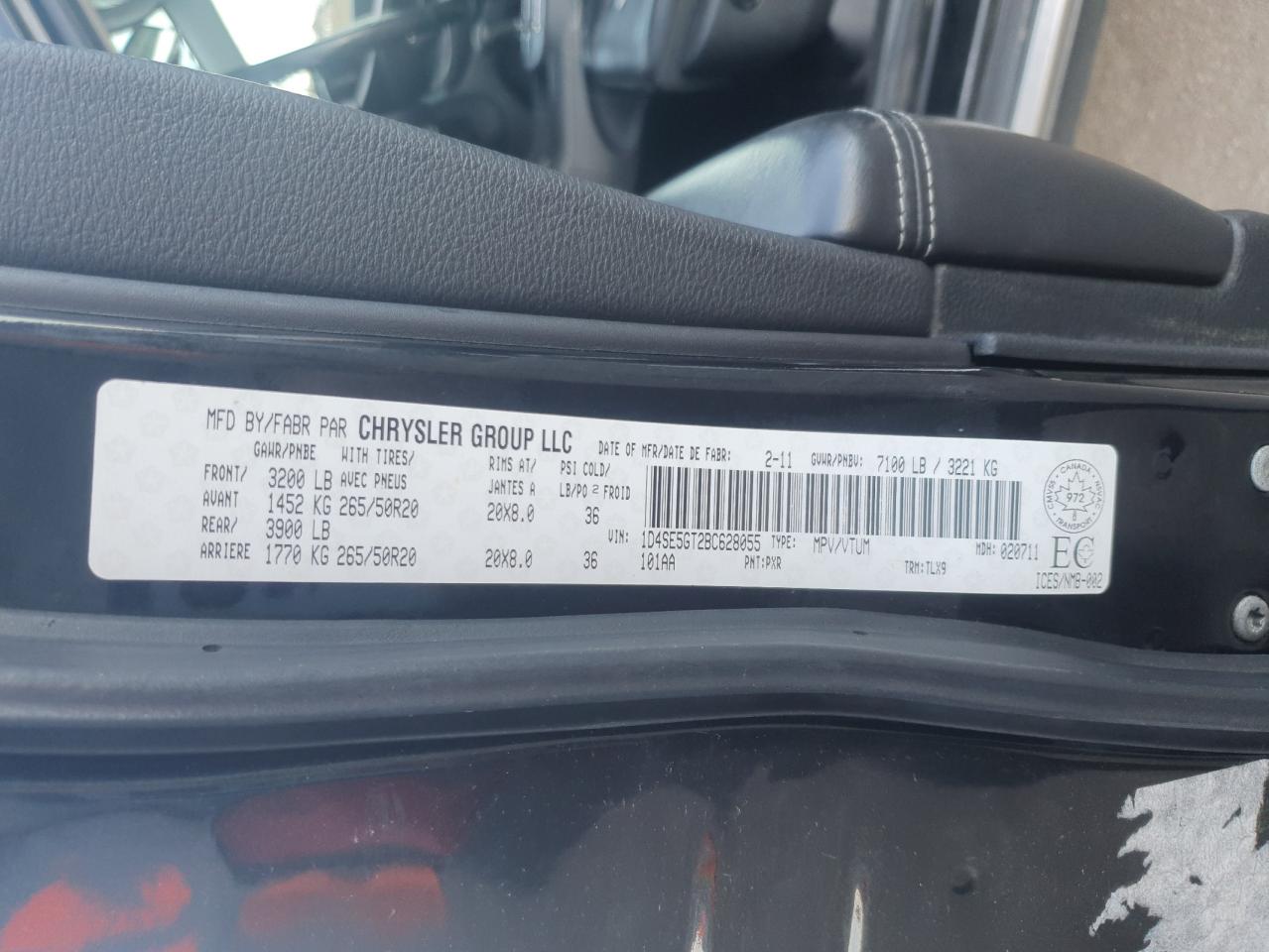 2011 Dodge Durango Citadel VIN: 1D4SE5GT2BC628055 Lot: 93521125