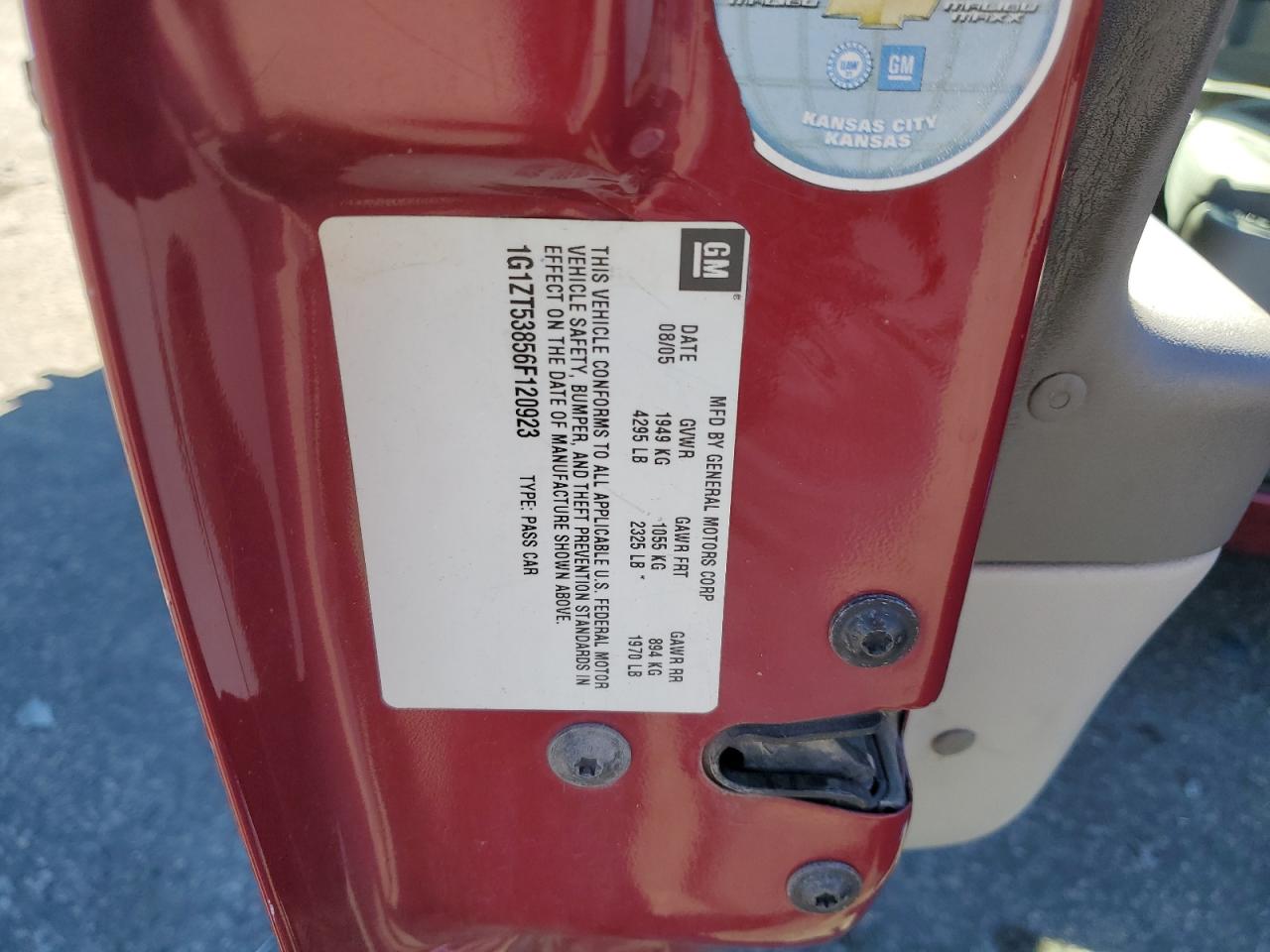 2006 Chevrolet Malibu Lt VIN: 1G1ZT53856F120923 Lot: 92743905