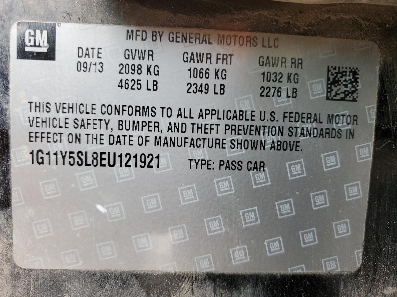 2014 Chevrolet Impala Ls VIN: 1G11Y5SL8EU121921 Lot: 90076735