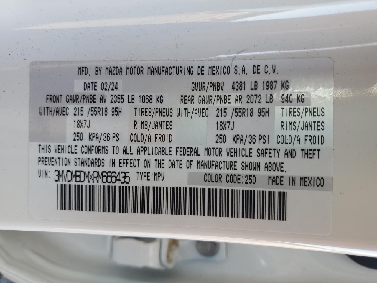 2024 Mazda Cx-30 Premium VIN: 3MVDMBDMXRM666435 Lot: 91504785