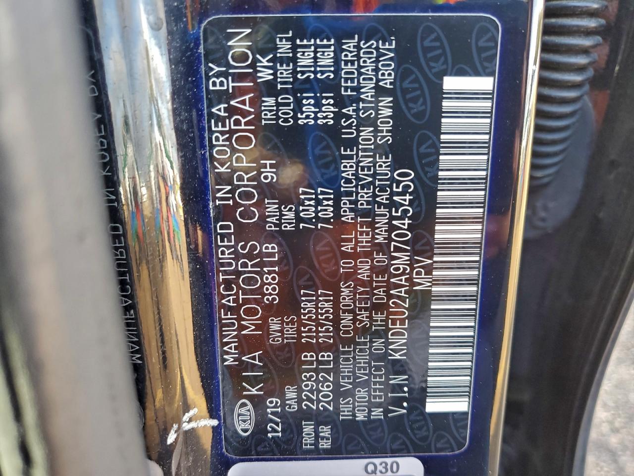 2021 Kia Seltos S VIN: KNDEU2AA9M7045450 Lot: 94219935