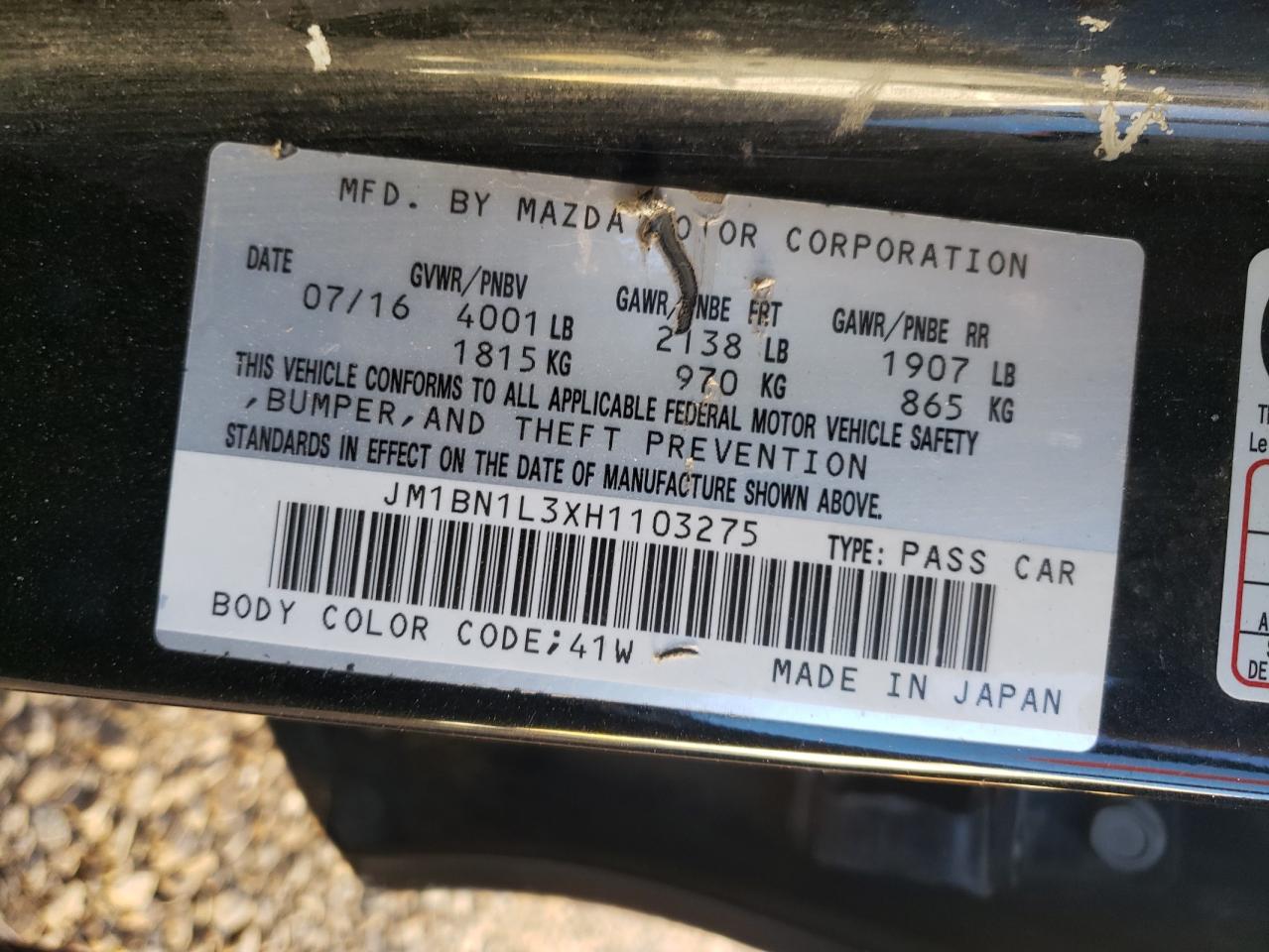 2017 Mazda 3 Touring VIN: JM1BN1L3XH1103275 Lot: 91194425