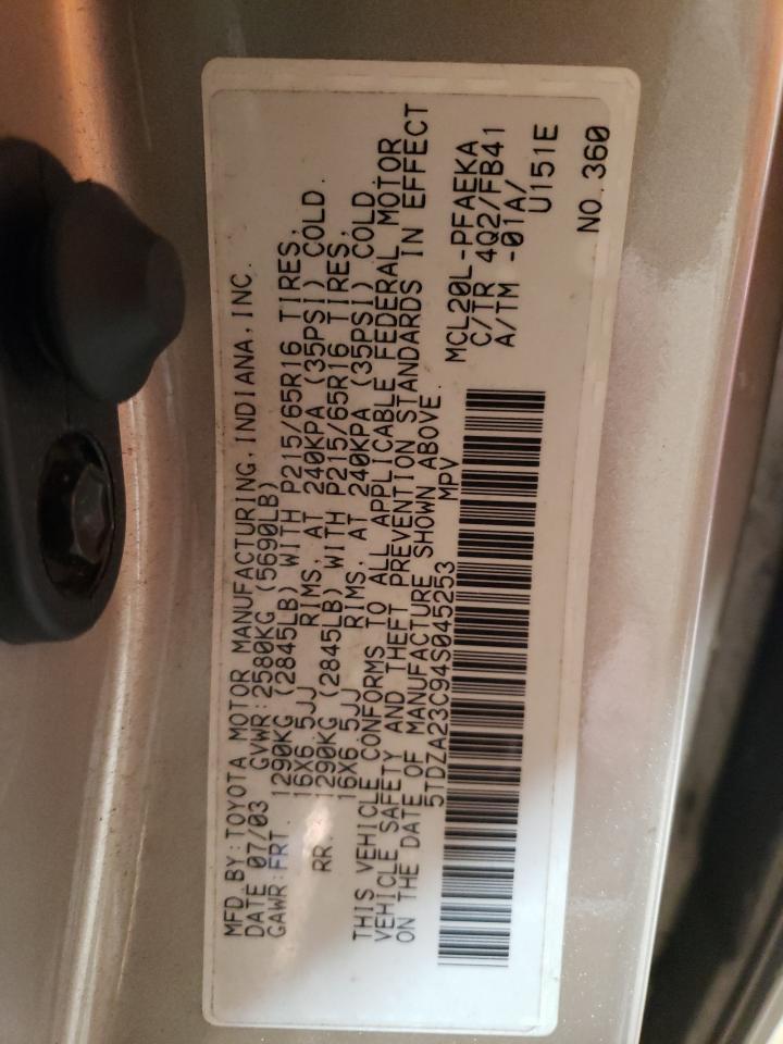 2004 Toyota Sienna Ce VIN: 5TDZA23C94S045253 Lot: 92672705