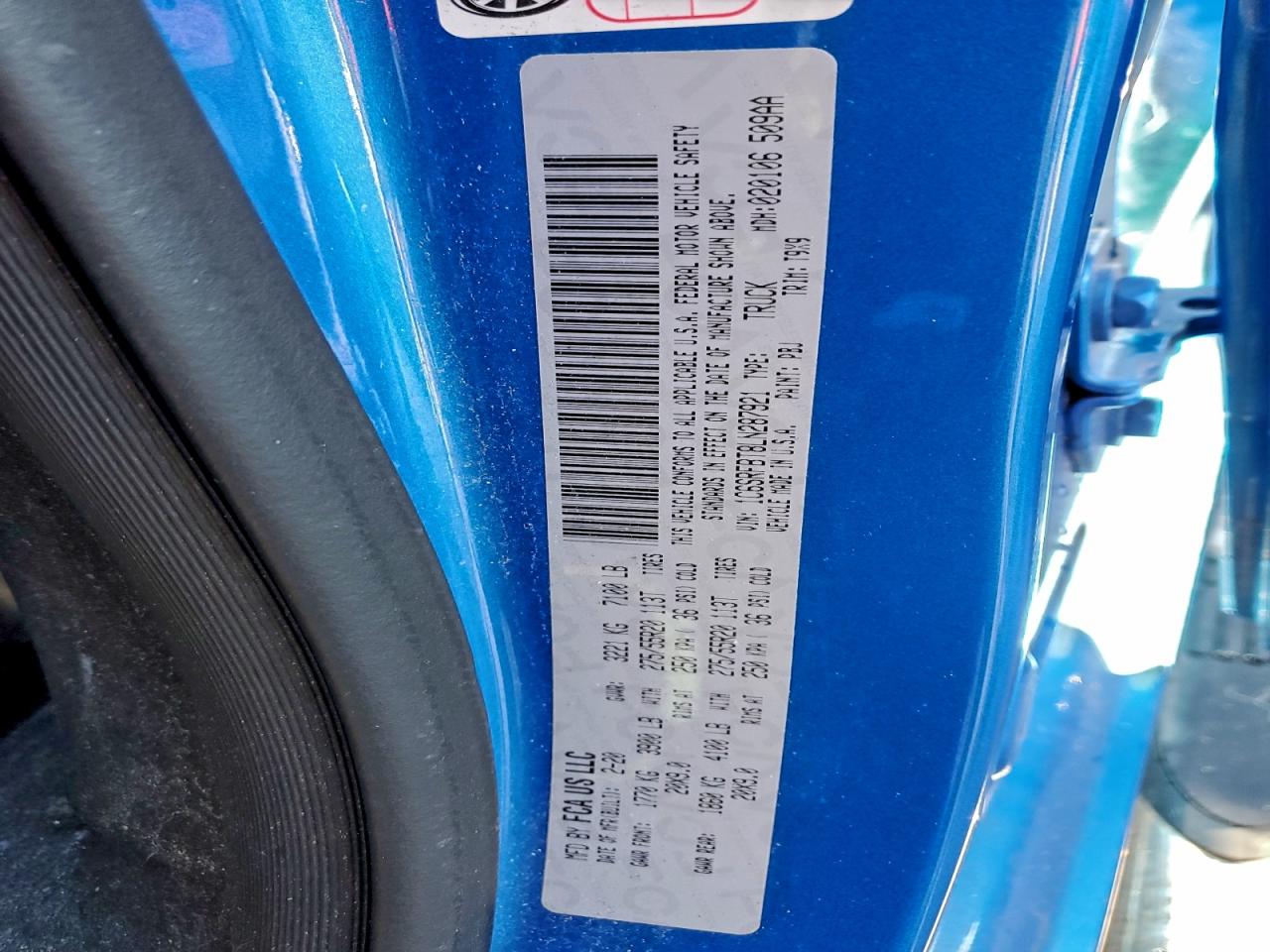 2020 Ram 1500 Big Horn/Lone Star VIN: 1C6SRFBT8LN287921 Lot: 93678225