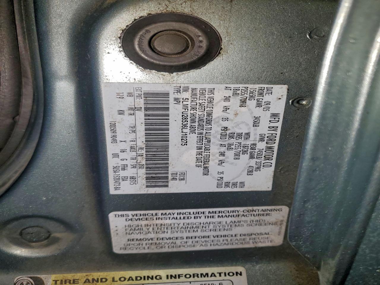 2006 Lincoln Navigator VIN: 5LMFU28536LJ10275 Lot: 93147235