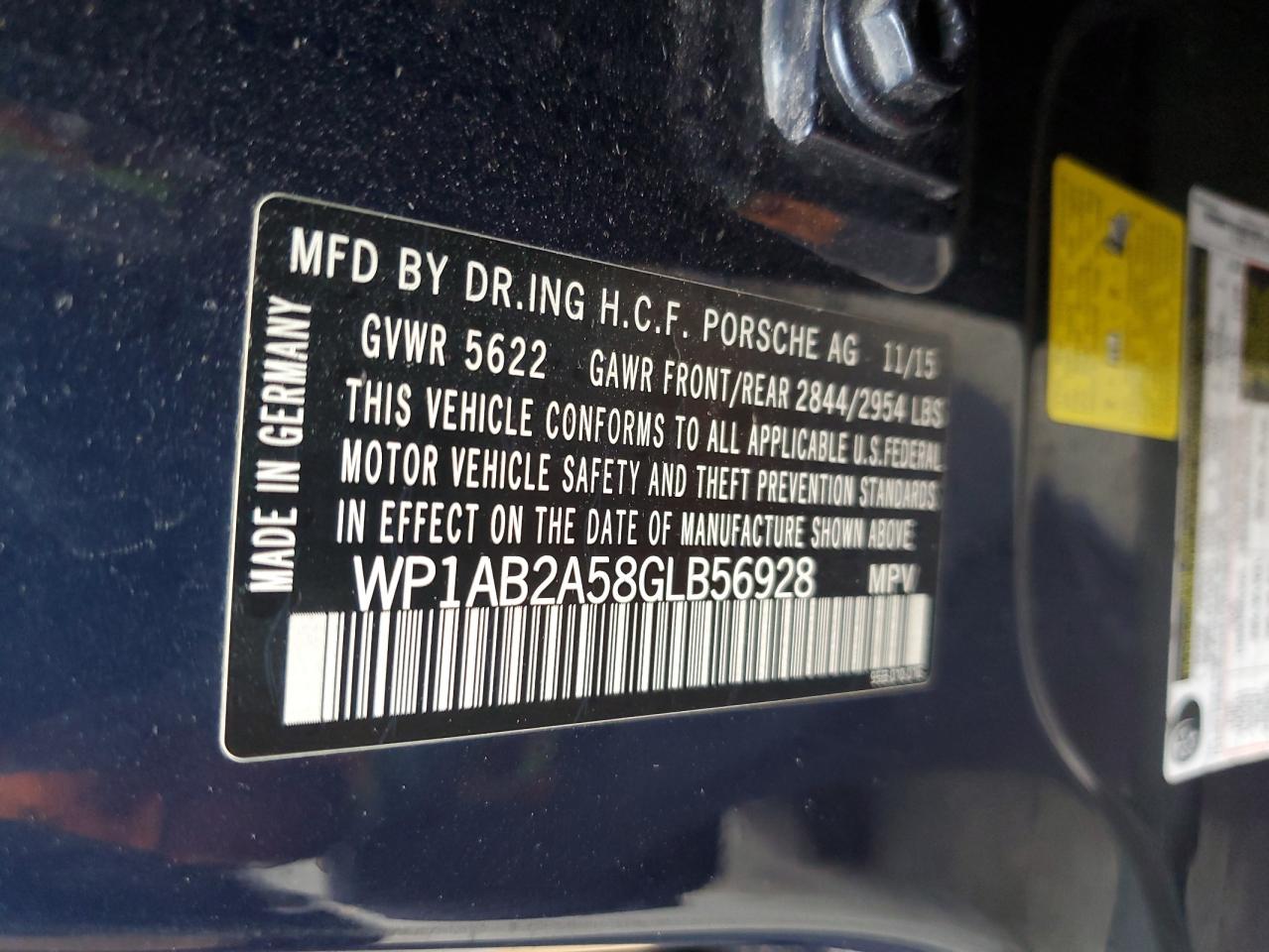 2016 Porsche Macan S VIN: WP1AB2A58GLB56928 Lot: 91125475