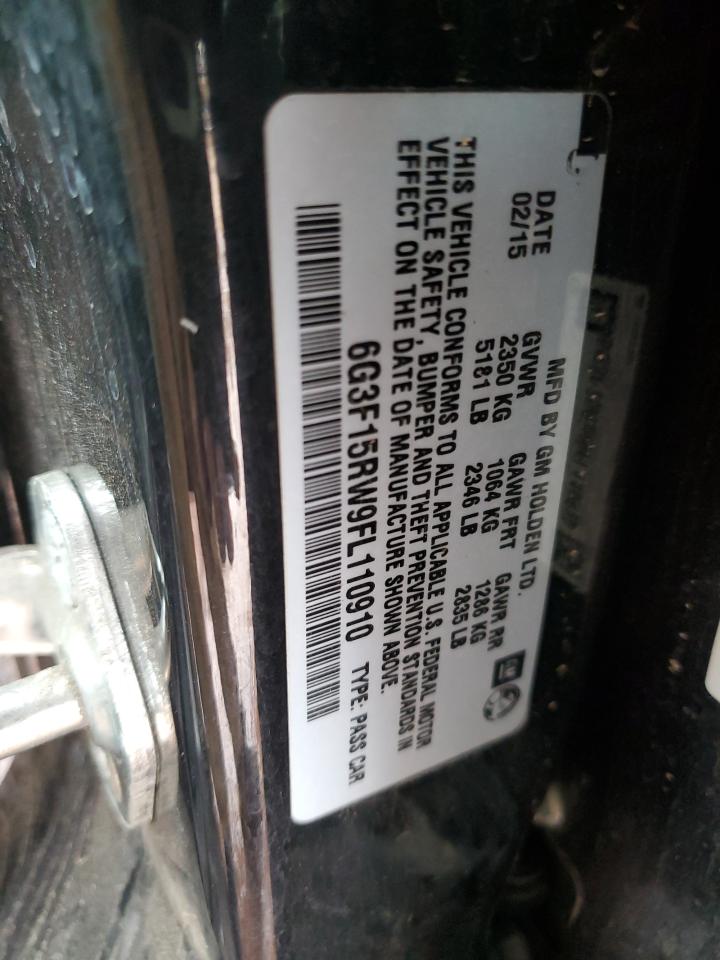 2015 Chevrolet Ss VIN: 6G3F15RW9FL110910 Lot: 93746545