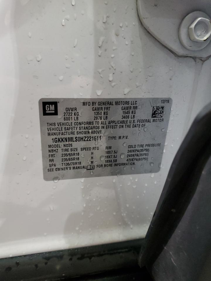 2017 GMC Acadia Slt-1 VIN: 1GKKNMLS0HZ221611 Lot: 92407025