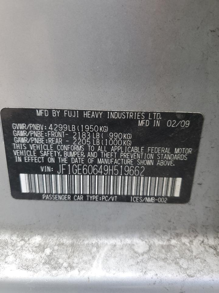 2009 Subaru Impreza 2.5I Premium VIN: JF1GE60649H519662 Lot: 93487315