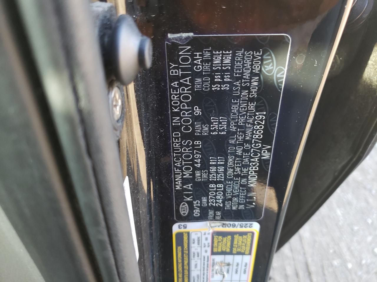 2016 Kia Sportage Lx VIN: KNDPB3AC7G7868291 Lot: 91450695