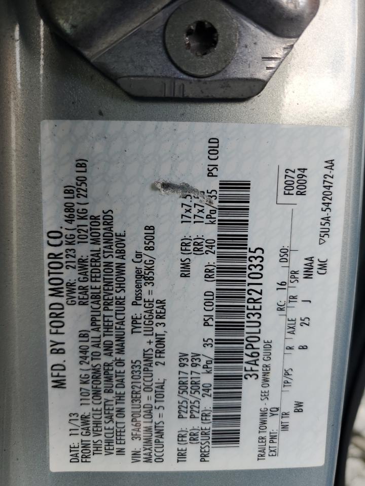 2014 Ford Fusion Se Hybrid VIN: 3FA6P0LU3ER210335 Lot: 92088875