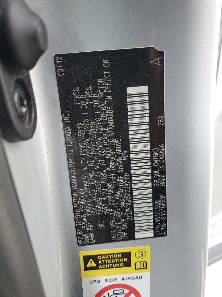 2012 Lexus Rx 350 VIN: 2T2ZK1BA9CC082197 Lot: 91921345