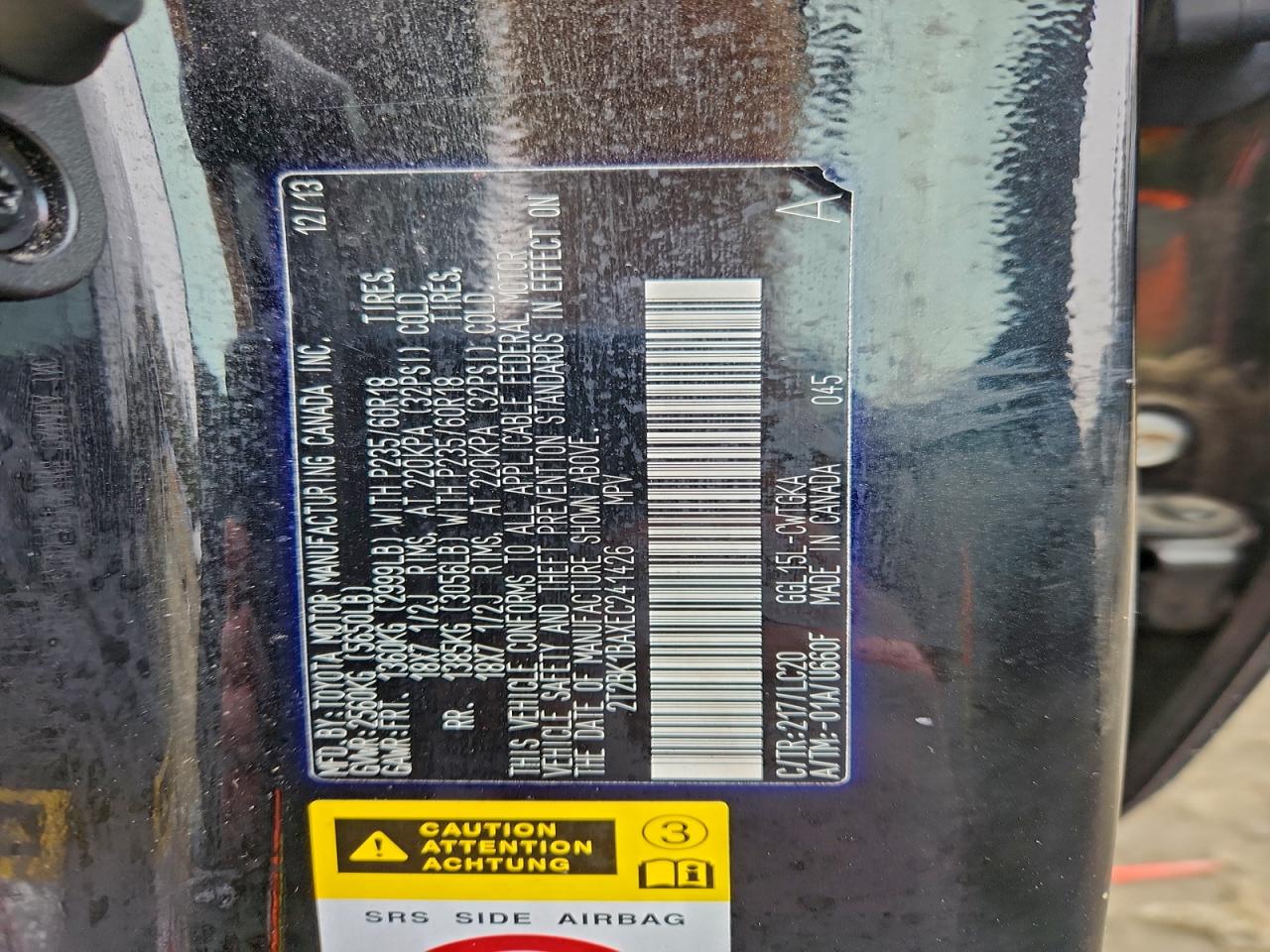 2014 Lexus Rx 350 Base VIN: 2T2BK1BAXEC241426 Lot: 93399375