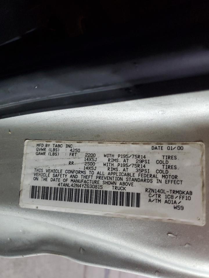 2000 Toyota Tacoma VIN: 4TANL42N4YZ630815 Lot: 92679845