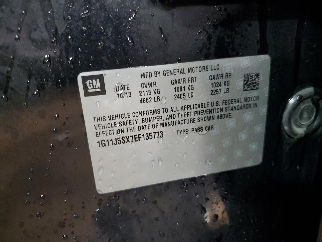 2014 Chevrolet Malibu Ltz VIN: 1G11J5SX7EF135773 Lot: 93825615