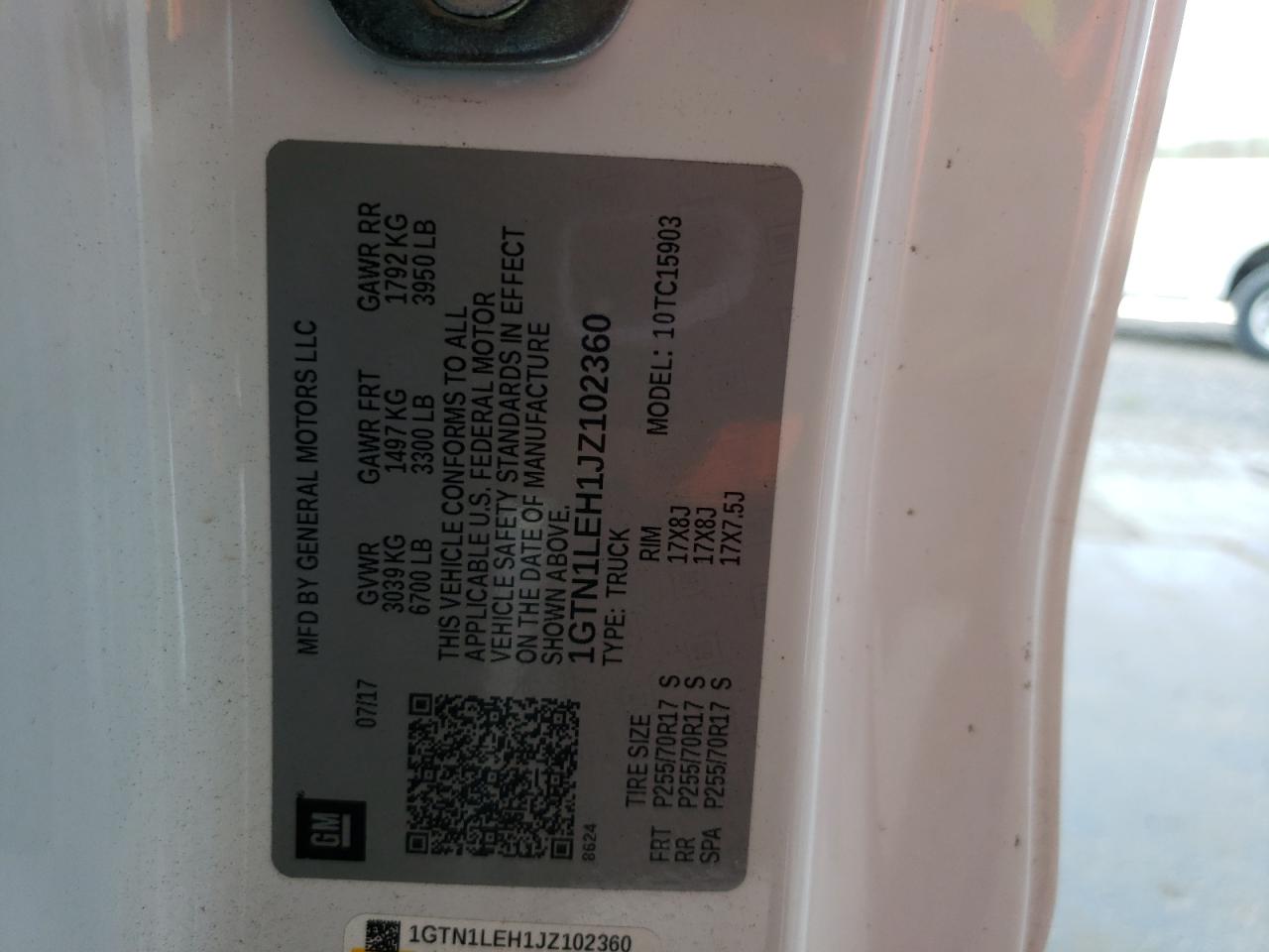 2018 GMC Sierra C1500 VIN: 1GTN1LEH1JZ102360 Lot: 91981405