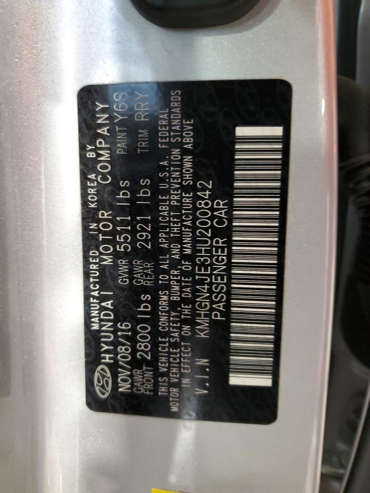 2017 Genesis G80 Base VIN: KMHGN4JE3HU200842 Lot: 91838665