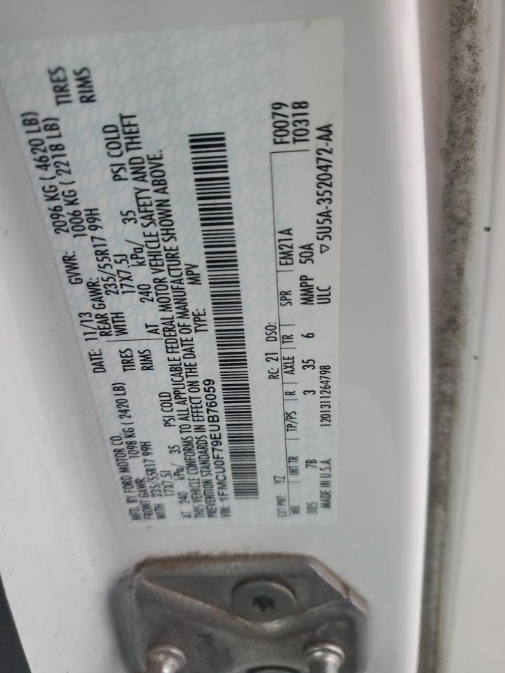 2014 Ford Escape S VIN: 1FMCU0F79EUB76059 Lot: 91724745