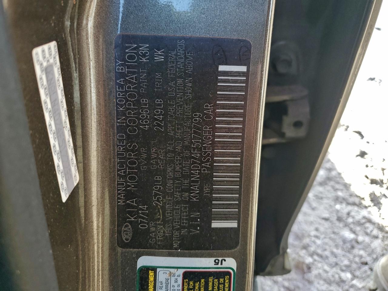 2015 Kia Cadenza Premium VIN: KNALN4D74F5177799 Lot: 94095395