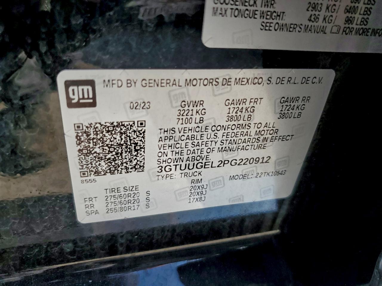 2023 GMC Sierra K1500 Denali VIN: 3GTUUGEL2PG220912 Lot: 94048585