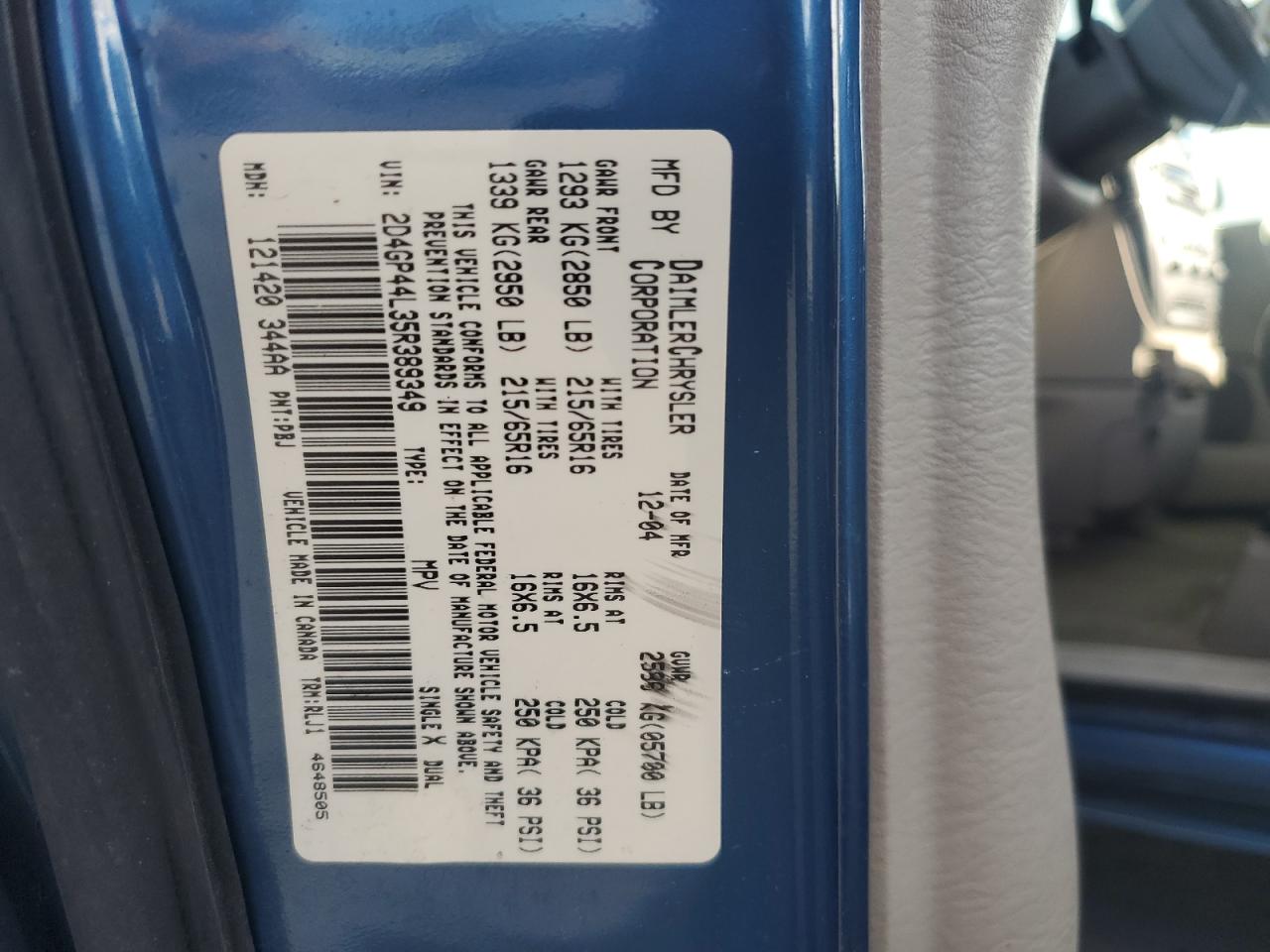 2005 Dodge Grand Caravan Sxt VIN: 2D4GP44L35R389349 Lot: 92882035